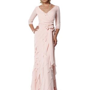 NWT Cameron Blake Blush Prom Chiffon Dress Mon Cheri 112649 Discontinued Model